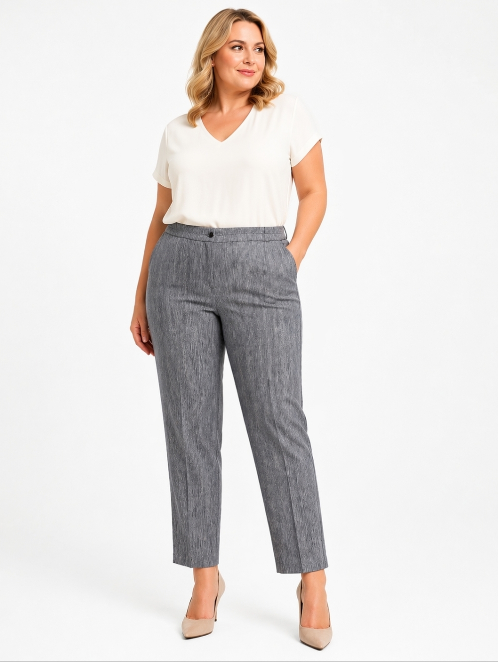 Laura Petites Grey Textured Dress Pants Size 16 Straight Leg Workwear